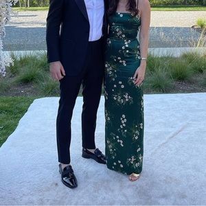 Reformation Frankie Silk Dress, Color - Buena (Green, Floral)